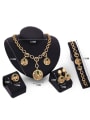 thumb Alloy Imitation-gold Plated Vintage style Artificial Stone Hollow Round shaped Four Pieces Jewelry Set 2