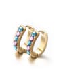 thumb Multi-color Gold Plated Geometric Shaped Rhinestone Clip Earrings 0