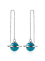 thumb 925 Sterling Silver With Opal Fashion Round Threader Earrings 0