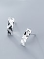 thumb 925 Sterling Silver With Silver Plated Simplistic Geometric Stud Earrings 0