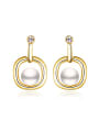 thumb Artificial Pearl Hollow Square Stud Earrings 0