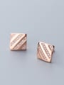 thumb 925 Sterling Silver With Cubic Zirconia Personality Square Stud Earrings 3