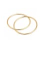 thumb Titanium With Gold Plated Simplistic Hollow Smooth Round Band Rings 0