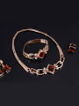 thumb Alloy Imitation-gold Plated Vintage style Square shaped Artificial Stones Four Pieces Jewelry Set 1
