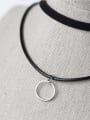thumb 925 Sterling Silver With Simplistic Double Black Rope Geometric Necklaces 2
