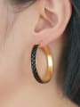 thumb Exquisite Gold Plated Artificial Leather Titanium Clip Earrings 1