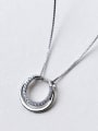 thumb Simply Style Double Round Shaped Rhinestone S925 Silver Pendant 0