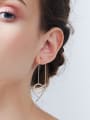 thumb Simple Hollow Round Rose Gold Plated Line Earrings 1