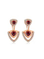 thumb Rose Gold Plated Red Garnet Triangle Shaped Drop Earrings 0