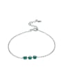 thumb Simple Natural Green Agate White Gold Plated Bracelet 0