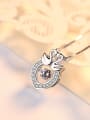 thumb Fashion Little Swans Heart Shiny Rotatable Zircon 925 Silver Pendant 2