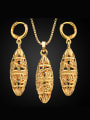 thumb 18K Retro Hollow Colorfast Two Pieces Jewelry Set 0