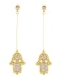 thumb Copper With  Cubic Zirconia Fashion palm Drop Earrings 0