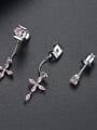 thumb Copper With Platinum Plated Delicate Cross Stud Earrings 3
