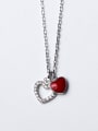 thumb Fashionable Double Heart Shaped Glue S925 Silver Necklace 0