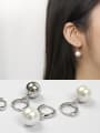 thumb 925 Sterling Silver With Platinum Plated Fashion Ball Clip On Earrings 2