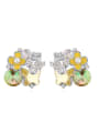 thumb Fashion Shiny austrian Crystals Butterfly Flowers Alloy Stud Earrings 1