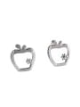 thumb 925 Sterling Silver With Silver Plated Simplistic apple Stud Earrings 2