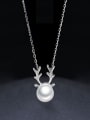 thumb 925 Sterling Silver Tiny Deer Antlers Freshwater Pearl Necklace 0