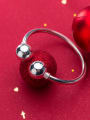 thumb 925 Sterling Silver With Silver Plated Simplistic Round Ball Bell Bracelets 0