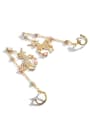 thumb Copper With Gold Plated Personality unicorn Long tassel ear clip 0