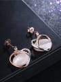 thumb Elegant Heart Shaped Rose Gold Plated Opal Drop Earrings 1