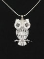 thumb Personalized White Zirconias Owl Copper Sweater Chain 0