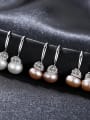 thumb Sterling Silver with 3A zircon 9-9.5mm Natural Freshwater Pearl Earrings 0