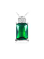 thumb Creative Green Square Shaped Glass Stone Necklace 0