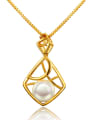 thumb Elegant Hollow Geometric Shaped Artificial Pearl Necklace 0