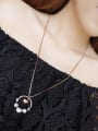 thumb Europe And The United States Rose Gold Titanium Zircon Crystal Sweater Necklace 1