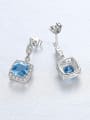 thumb 925 Sterling Silver With Platinum Plated Fashion Square Drop Earrings 3