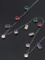 thumb Copper With Glass stone Fashion Geometric Beaded Necklaces 2