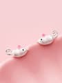 thumb 925 Sterling Silver With Platinum Plated Cute Mouse Stud Earrings 1