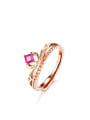 thumb Rose Gold Plated Ruby Crown Ring 2