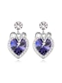 thumb Fashion Heart austrian Crystals-covered Alloy Stud Earrings 0