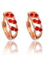 thumb Creative Rose Gold Plated Red Zircon Clip Earrings 1