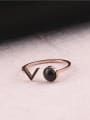 thumb Black Agate V Shaped Opening Ring 2