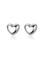 thumb 925 Sterling Silver With Rose Gold Plated Simplistic Smooth Heart Stud Earrings 3