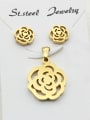 thumb Rose Shaped Stud Earrings Pendant Set 0