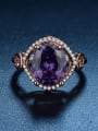 thumb Exaggerated Purple Zircon Rose Gold Plated Copper Ring 2