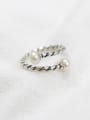 thumb Fashion Freshwater Pearl Black Twisted-band Opening Ring 0