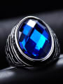 thumb Blue Oval Shaped Acrylic Titanium Ring 1
