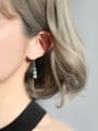 thumb Personalized Green Geometries 925 Silver Line Earrings 1