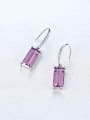 thumb 925 Sterling Silver With Glass stone  Simplistic Square Hook Earrings 3