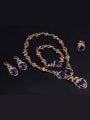 thumb Alloy Imitation-gold Plated Fashion Artificial Round Stones Four Pieces Jewelry Set 1