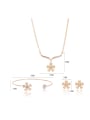 thumb 2018 Alloy Imitation-gold Plated Fashion Artificial Stones Flower Three Pieces Jewelry Set 2