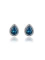 thumb Delicate Blue Water Drop Austria Crystal Stud Earrings 0