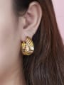 thumb Exquisite 18K Gold Plated Round Carved Earrings 2