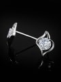 thumb Tiny Cubic Zircon Hollow Leaf 925 Sterling Silver Stud Earrings 1